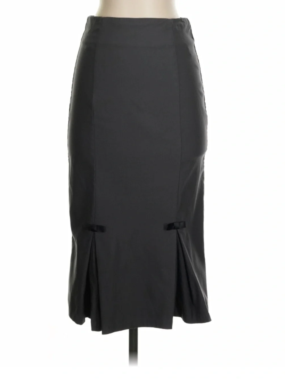 Belle Poque Charcoal Pencil Midi Skirt with Bow Detail, Small, EUC